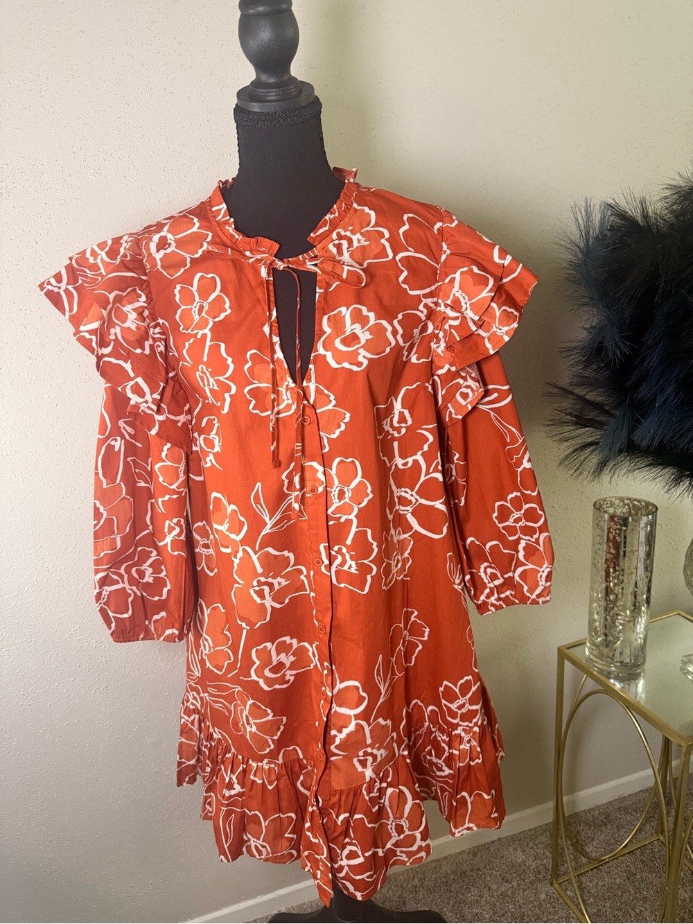 Sugarlips Sammy Marmalade Ruffle Drop Waist Floral Dress Size L NWT Cotton - Picture 3 of 11